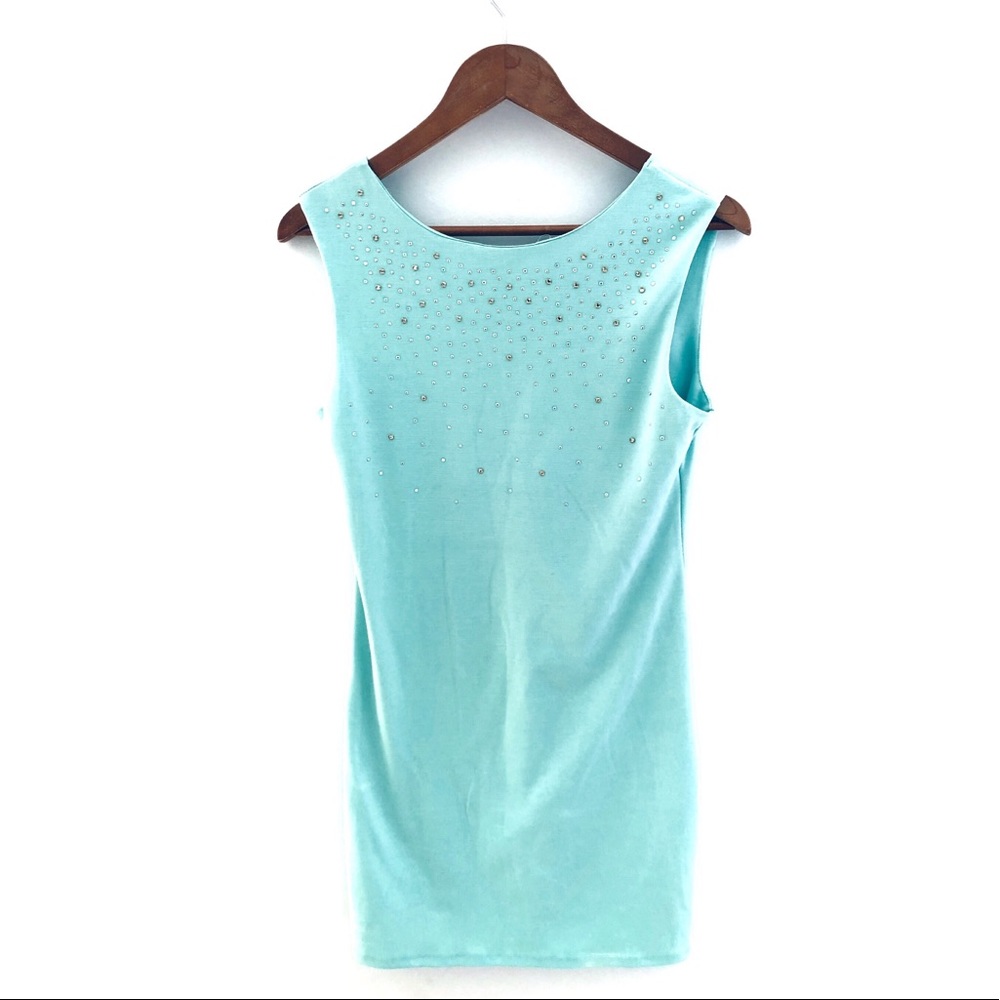 Tea n Rose Bodycon Dress- green with bedazzle M